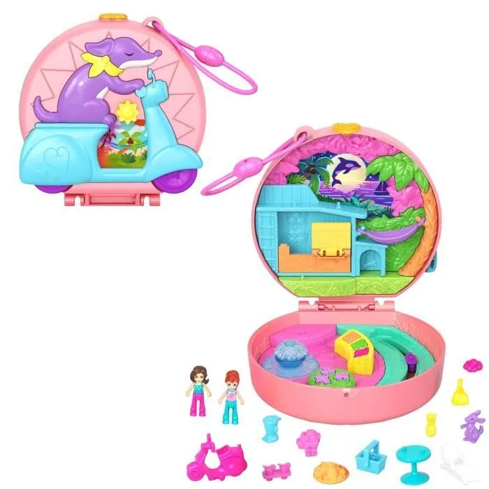 Polly Pocket-Aventure en Mobylette-Coffret 2 mini-figurines et animal HWN98-0