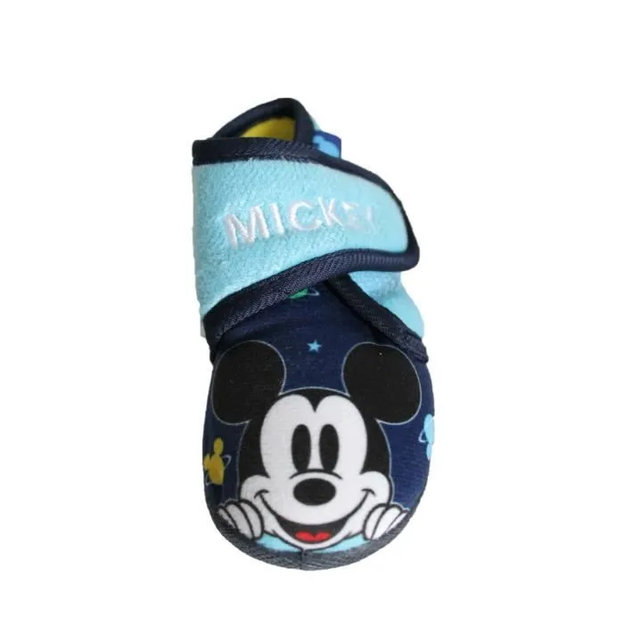 Chaussons Mickey bleu à scratch - Disney Interactive Studios - Enfant Garçon - Licence Mickey Mouse-1