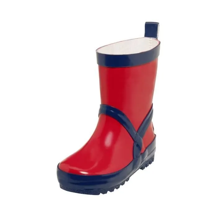Bottes de pluie enfant - PLAYSHOES - Caoutchouc naturel - Rouge/Navy - Réflecteurs arrière - Imperméables-0