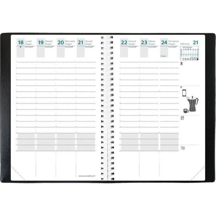 Agenda - Quo Vadis - Time&life Large - Noir - Souple - 1 semaine sur 2 pages-1