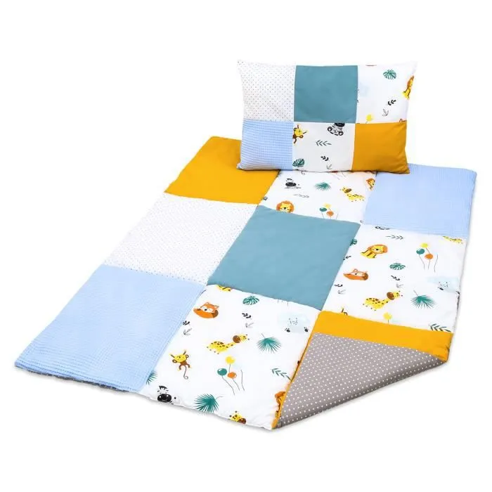 Parure couette enfant 100x135 avec oreiller - TOTSY BABY - Safari Mangue - Rectangulaire - 24 mois - 2 ans-0