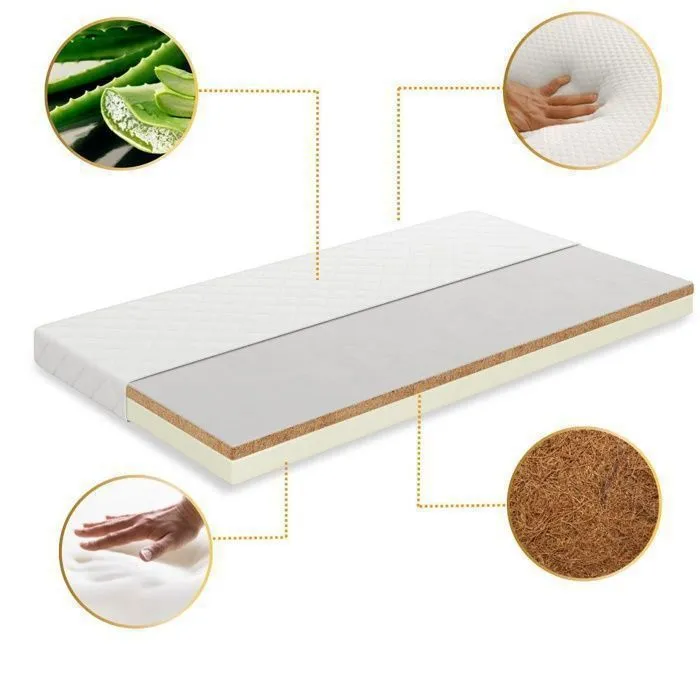 Matelas pour enfant en mousse - coco ALOE VERA 190x90x10 cm - CERTIFIÉ-1