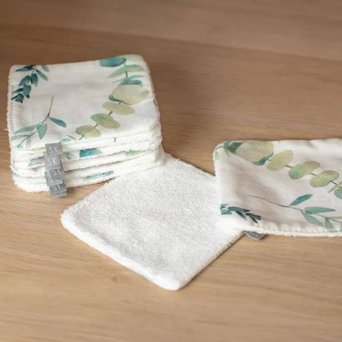 Lingettes bébé lavables 8 pièces Eucalyptus 10x10 cm Blanc-1