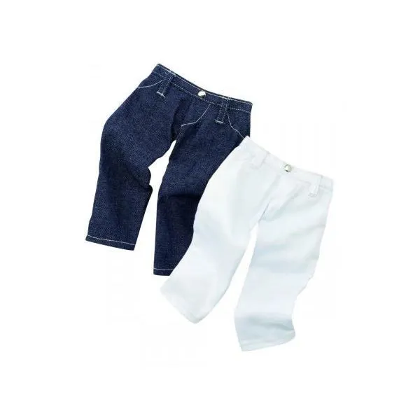 Ensemble pantalon Gotz pour poupées 45-50 cm - jeans bleu/blanc-0