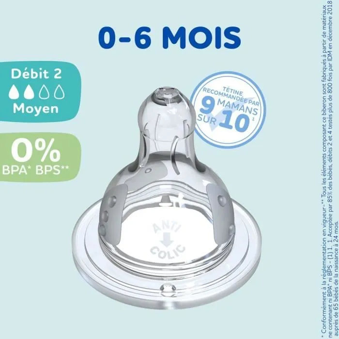 Lot de 4 tétines rondes DODIE Initiation - Débit 2-2