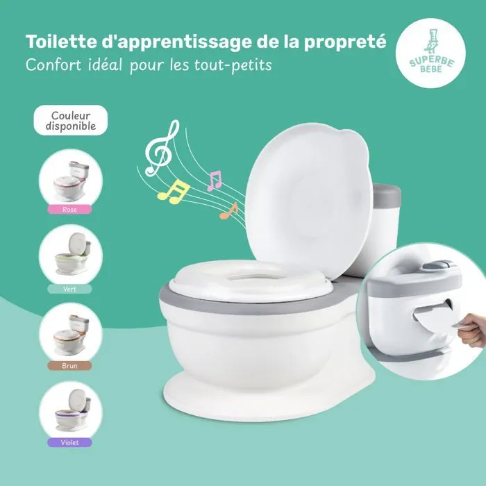 Pot réaliste pour apprentissage de la propreté avec son - Gris | SUEPERBE BEBE-1