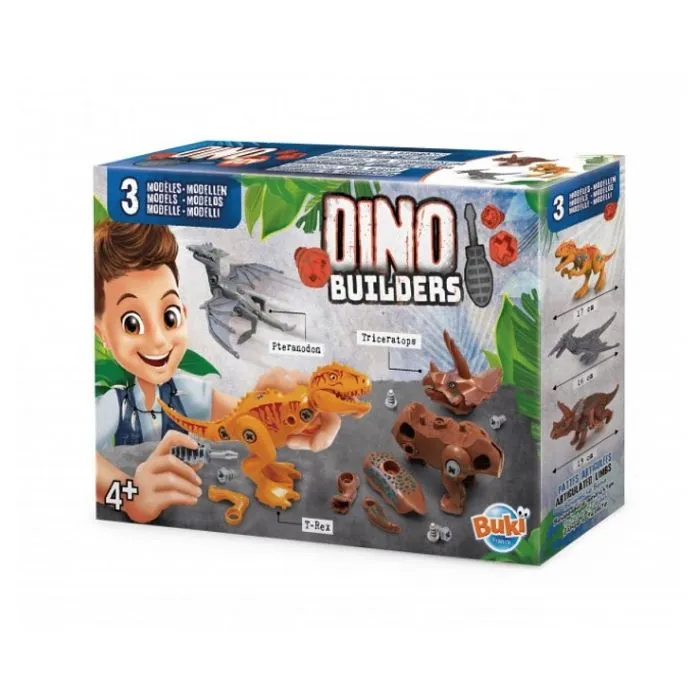Jeu de construction - Buki - 2136 - 3 dinosaures articulés - À assembler - Pour enfants à partir de 4 ans-0