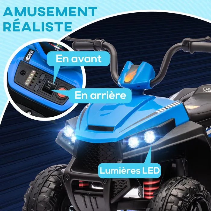 Quad électrique enfant - AIYAPLAY - 12 V - 2 moteurs - vitesse 5 km/h - marche avant et arrière - pour enfants 37-60 mois - bleu-5