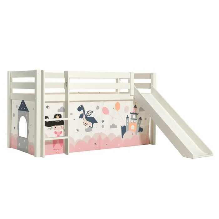 Vipack - PINO Lit mezzanine avec toboggan + Rideau pour lit en 4 parties Princesse-2