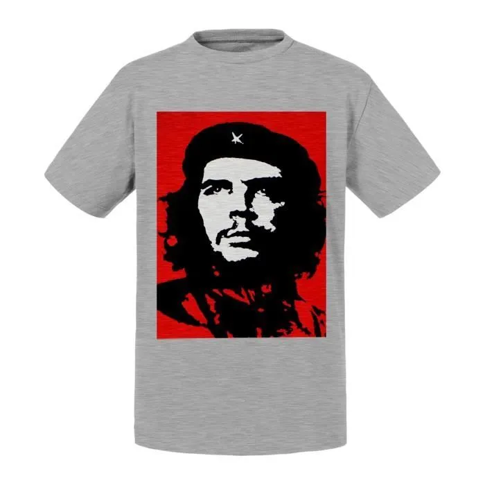 T-shirt Enfant Gris Che Guevara Cuba Communisme Revolutionnaire Personnage Historique-0