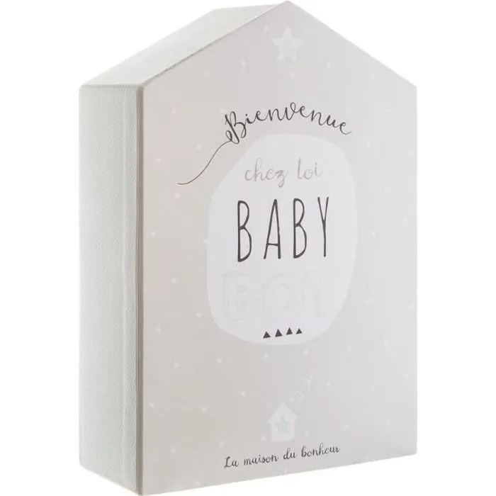 Coffret naissance forme maison 10 tiroirs - Boîte à souvenirs de bébé - Vert-0