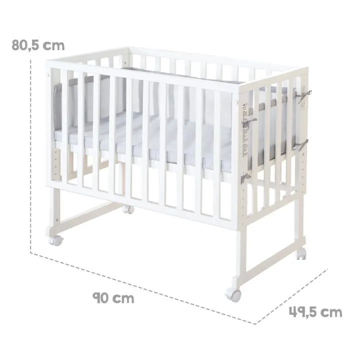 Berceau Cododo ROBA Style 3 en 1 avec barrière + matelas et tour de lit - Blanc-4