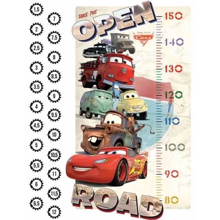 Stickers Toise Cars Disney - Flash McQueen - 65 cm x 85 cm - Bébé - Noir - Licence Cars - Marque Disney-0