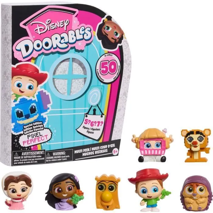 Figurines à collectionner - DISNEY Doorables - Multi Peek PIXEL PERFECT - 5 à 7 figurines, 4 cm, 50 à collectionner, 8 pixelées-0