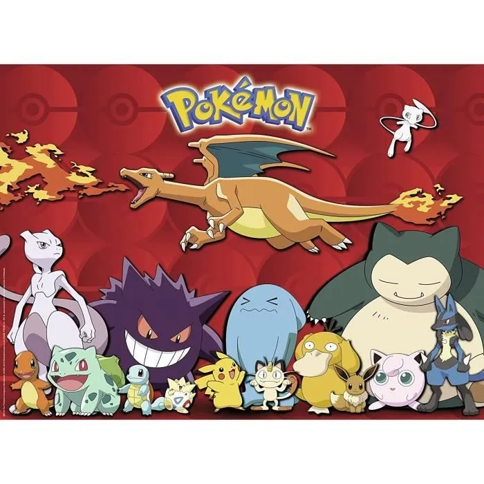 Puzzle 100 pièces XXL Pokémon préférés - Ravensburger - Paysage et nature - Rouge - 6 ans-0