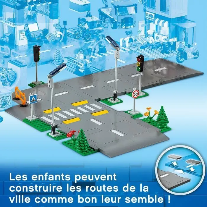 LEGO® City 60304 Intersection à assembler, Jeu construction ville avec panneaux et routes à imbriquer pour garçon ou fille-4