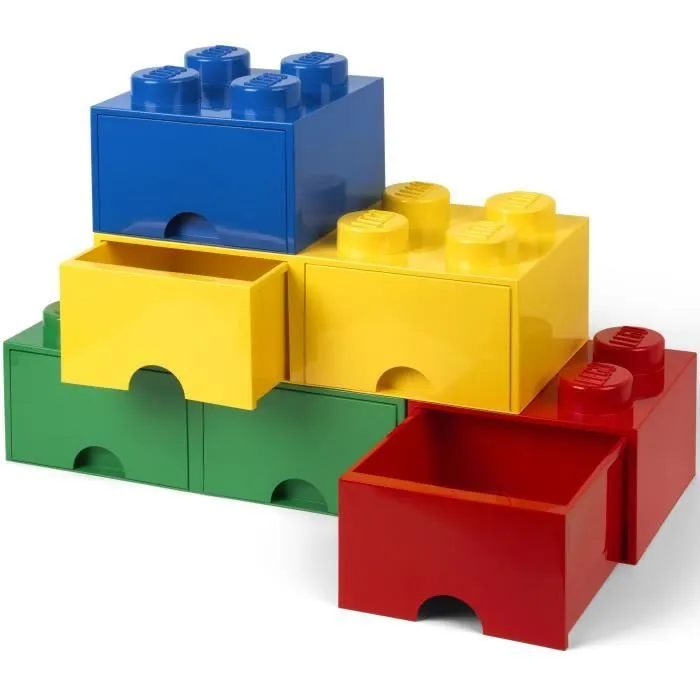LEGO 40061732 Boîte bac Brique de rangement empilable Légo 8 plots 2 tiroirs Plastique Jaune H18 x 25 x 50 cm-2