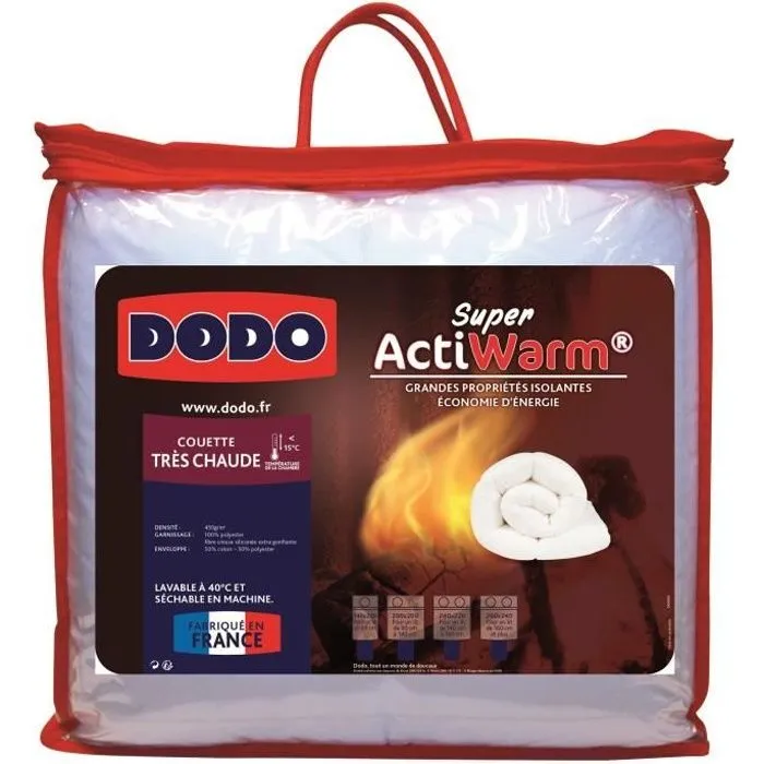 DODO Couette très chaude SUPER ACTIWARM - 450 g / m² - 220 x 240 cm - Blanc-0