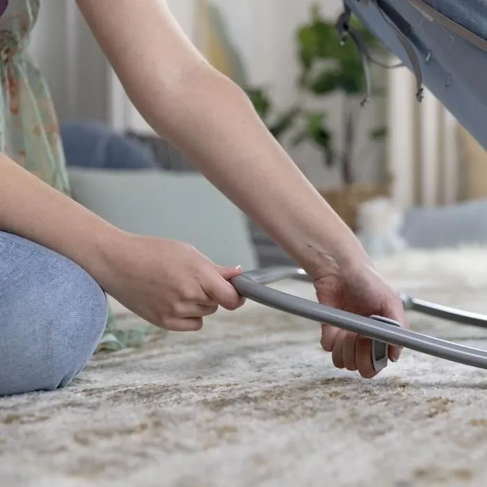 INGENUITY Transat Happy belly - Chambray, Position fixe ou à bascule, Pliage ultra-compact avec sac de rangement fourni-7