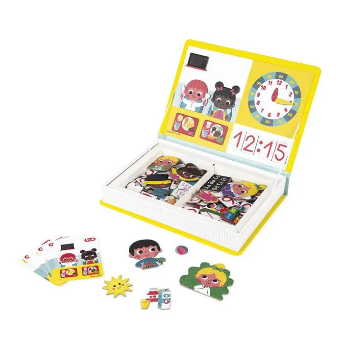 Jeu éducatif magnétique en carton - JANOD - Magnéti'book j'apprends l'heure - 75 magnets - Dès 3 Ans-1