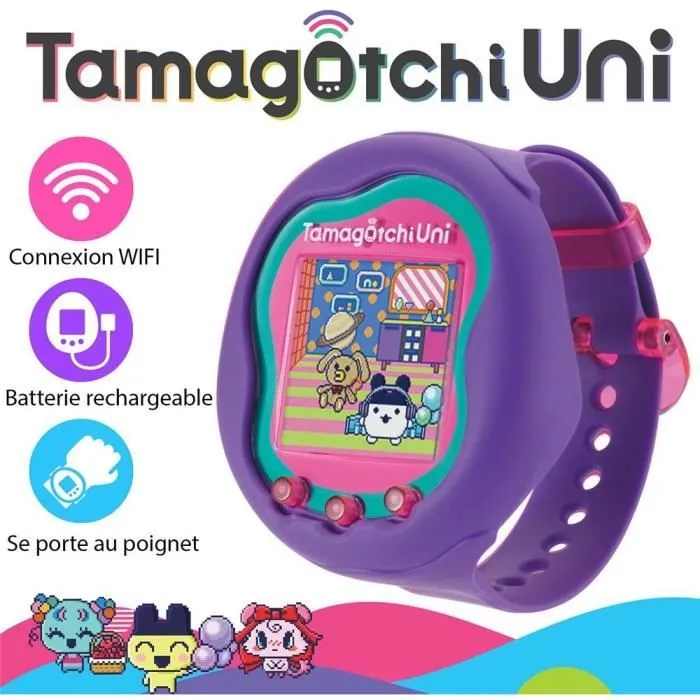 Tamagotchi Uni - Bandai - Modèle Violet - Animal de compagnie virtuel connecté avec bracelet montre-1