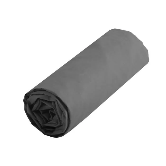 Drap housse - Confort - 140 cm - Gris anthracite - 100% coton - Tissage serré-0