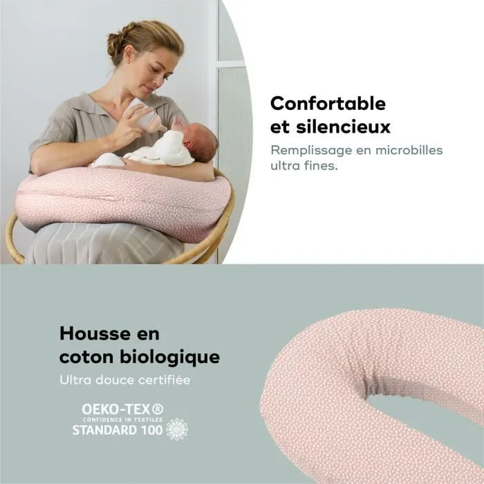 doomoo Coussin de Maternité et Coussin d'Allaitement Buddy, Ultra Confort, Certifié Oeko-Tex, Cloudy Pink-4