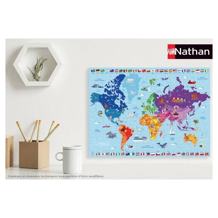 Puzzle 250 pièces : Carte du monde Coloris Unique-5