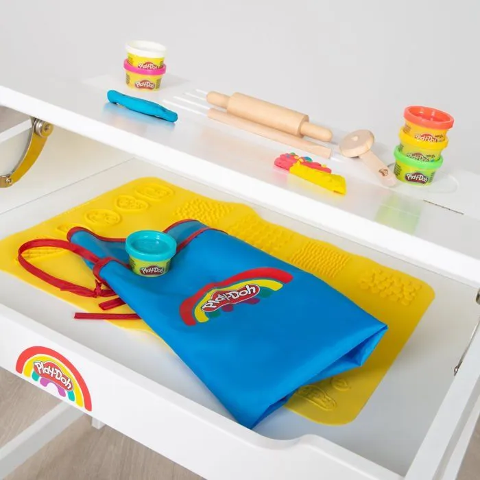 Bureau Enfant ROBA x Play-Doh + Chaise + 6 Pots de Pâte à Modeler + Tablier Imperméable et Accessoires - Jouet Créatif dès 3 Ans-4