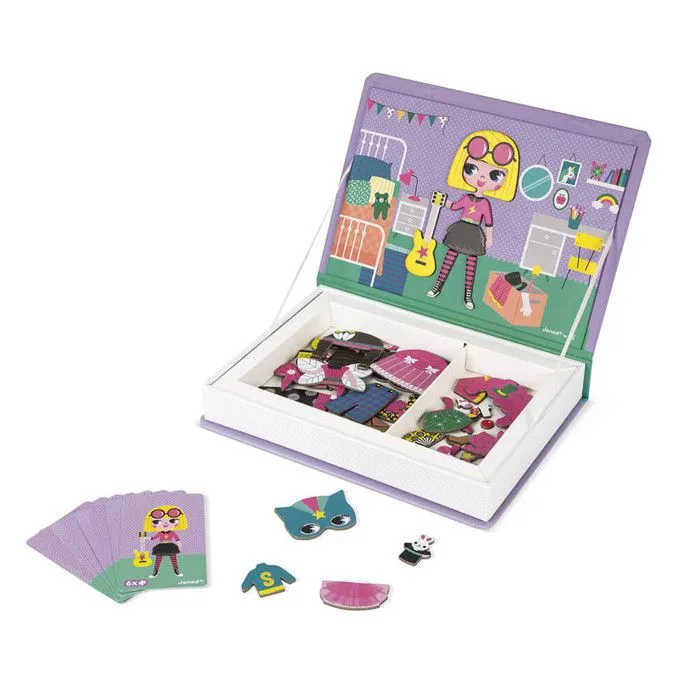 Jeu éducatif magnétique en carton - JANOD - Magnéti'book déguisements fille - Violet - 1 joueur ou plus - Enfant-1