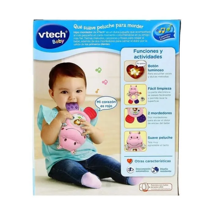 Anneau de dentition pour bébé Vtech Rose Hippopotame Jouet Peluche-1
