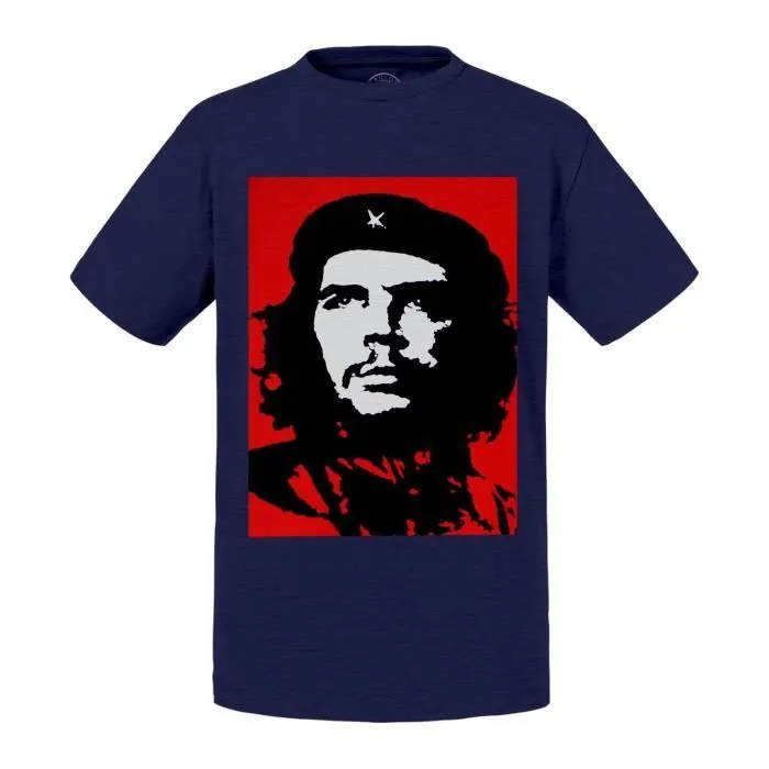 T-shirt Enfant Bleu Che Guevara Cuba Communisme Revolutionnaire Personnage Historique-0