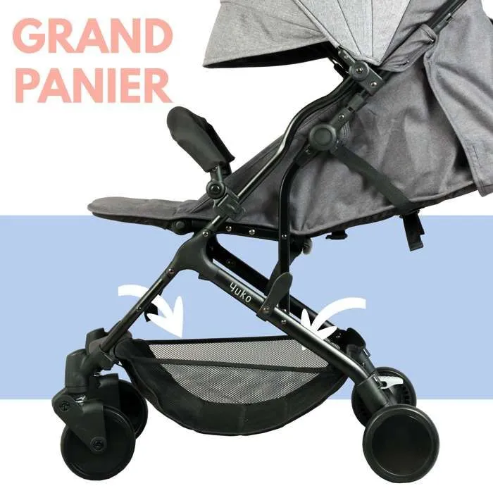 Bambisol Poussette Citadine YUKO² | Dès la Naissance, Pliage 1 Main | Gris Chiné Eco-5