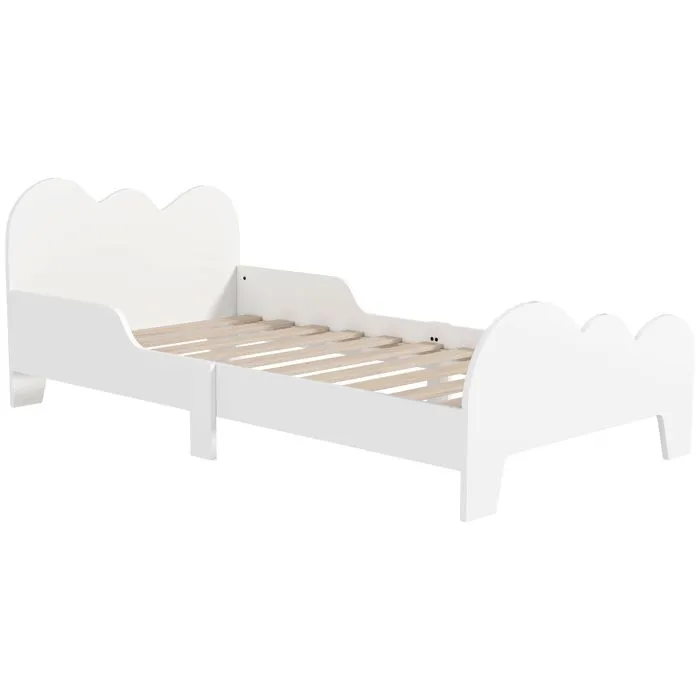 Lit pour enfant - AIYAPLAY - 3 à 8 ans - barrière de sécurité, sommier à lattes inclus - 143,5 x 74,5 x 56 cm - blanc-0
