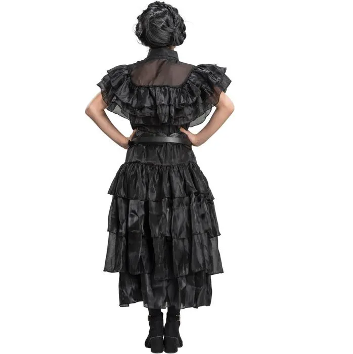 Robe de bal noire pour enfant Mercredi de la famille Addams CHAKS - Taille 9/10 ans (140cm) - Halloween-3