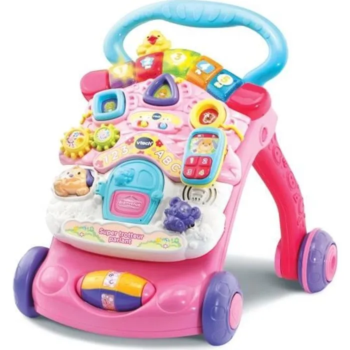 Trotteur parlant 2 en 1 VTECH - Super Trotteur - Rose pour bébé de 9 à 36 mois-0