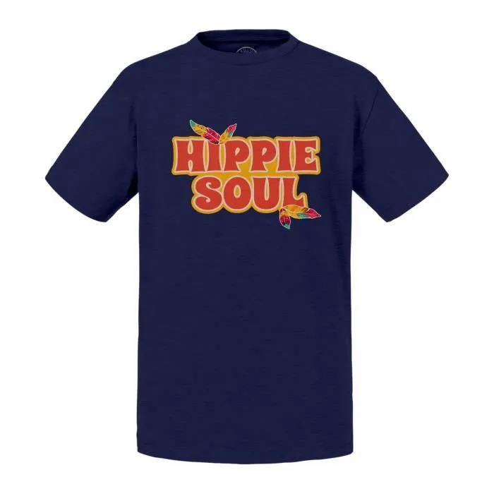 T-shirt Enfant Bleu Hippie Soul 70's Musique Plumes Baba Cool-0