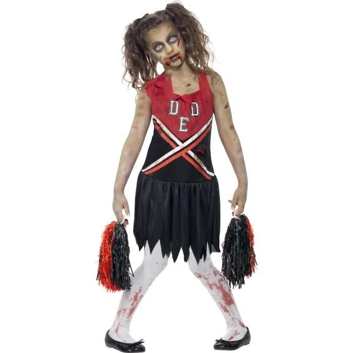 Déguisement Pompom Girl Zombie - Smiffy's - Halloween Enfants - Rouge & noir - Fille-0