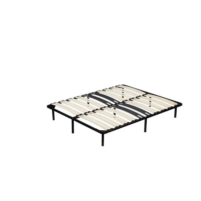 michel - Sommier 140x190 Noir Cadre a lattes Renforc au niveau du bassin 9 Pieds Hauteur 29 cm en Metal - M-0