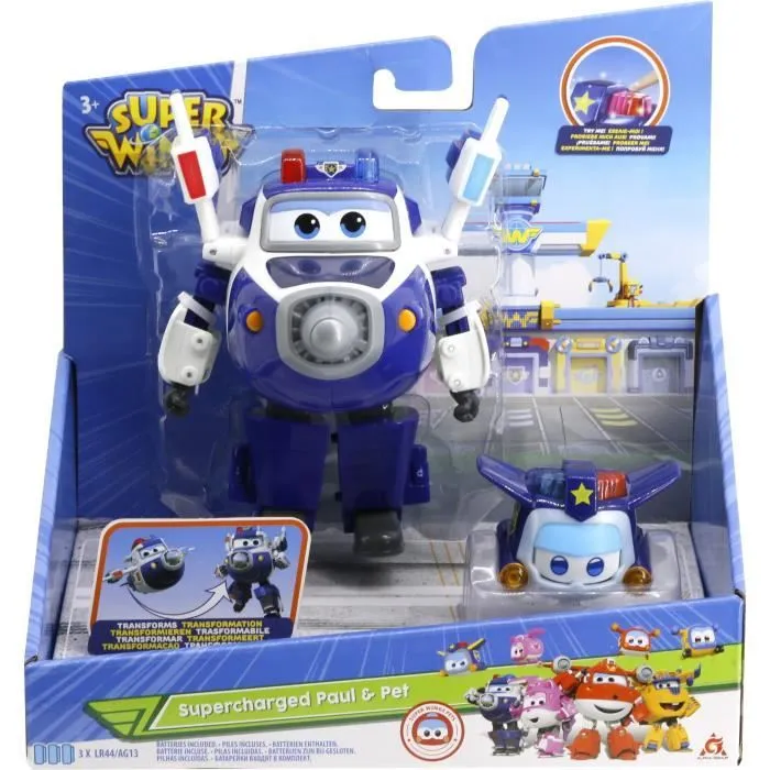 Figurine Transforming Paul Supercharge + Figurine Super Mini Paul - Super Wings - AUER - Jouet 3ans+-2