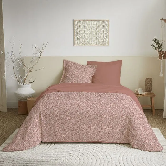 Parure de draps 4 pièces pour lit 160 x 200 cm "Grande largeur" Céleste pêche-1