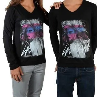 Tee Shirt Little Eleven Paris Gaga LS Mixte Garçon   Fille  Lady Gaga Noir - Noir-0