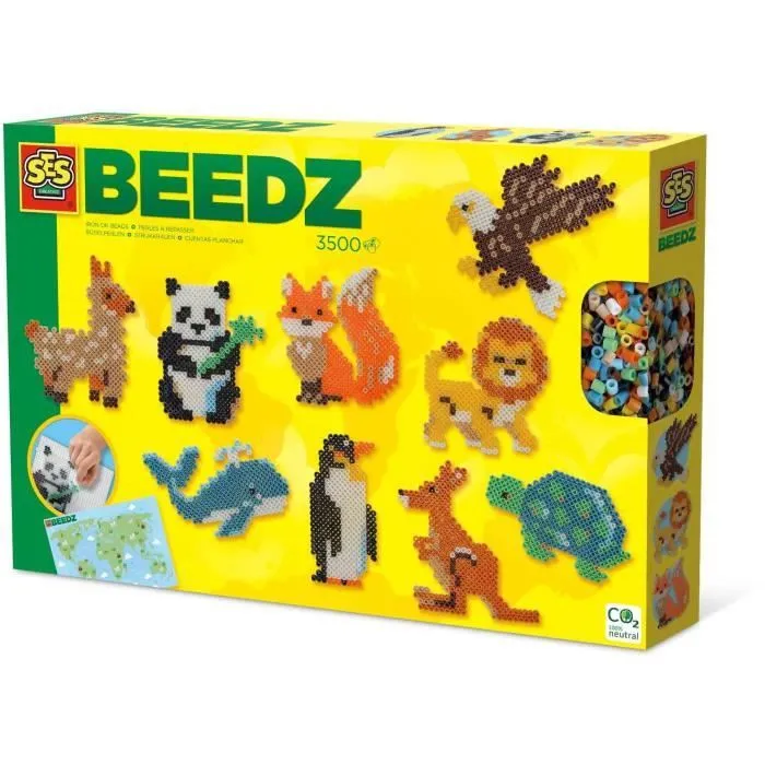 Perles à repasser - Animaux du monde - SES CREATIVE - Crée divers animaux avec 3500 perles et instructions.-0
