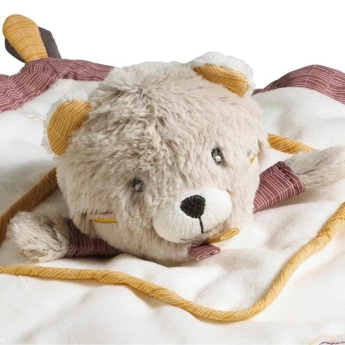Doudou mouchoir - Timouki - Ours en velours beige - Mixte - A partir de 1 mois-1