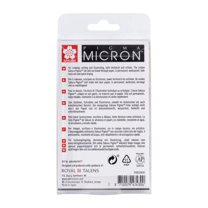 8 feutres - Gris - Dessin - Esquisse - Manga - Plusieurs mines - Sakura - Pigma Micron-2