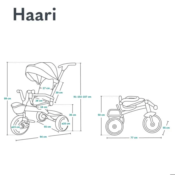 LIONELO Haari - Tricycle bébé évolutif - Jusqu'à 25 Kg - Siège réversible - Grand Panier Sac - Porte-gobelet - Roue Libre - Noir-5