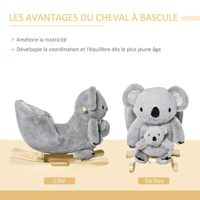 Jouet à bascule koala effet s 60x33x50cm Gris-5