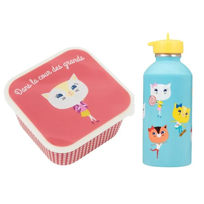Boîte à goûter + Gourde Enfant - Chat-0