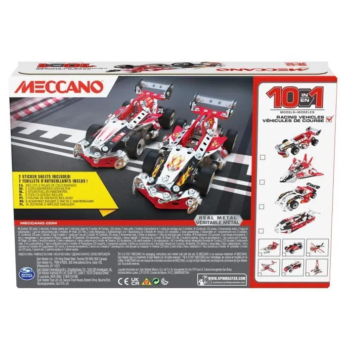 MECCANO - VEHICULES DE COURSE 10 MODELES - 6060104 - 10 Modèles De Véhicules De Course A Construire - Jeu de Construction-6