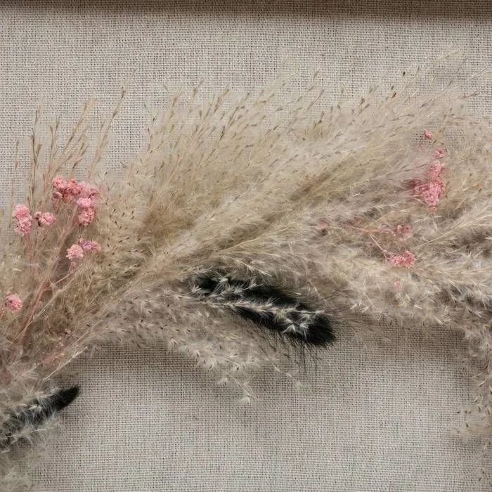 Déco murale "Fleurs séchées" en bois & roseau 55x55cm - Noir - Atmosphera createur d'interieur-2